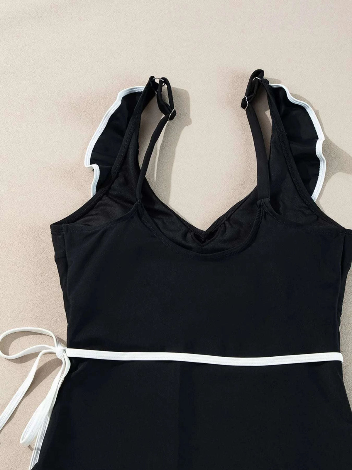 Ruffle Trim V-Neck One-Piece Swimsuit WESTCLOSET