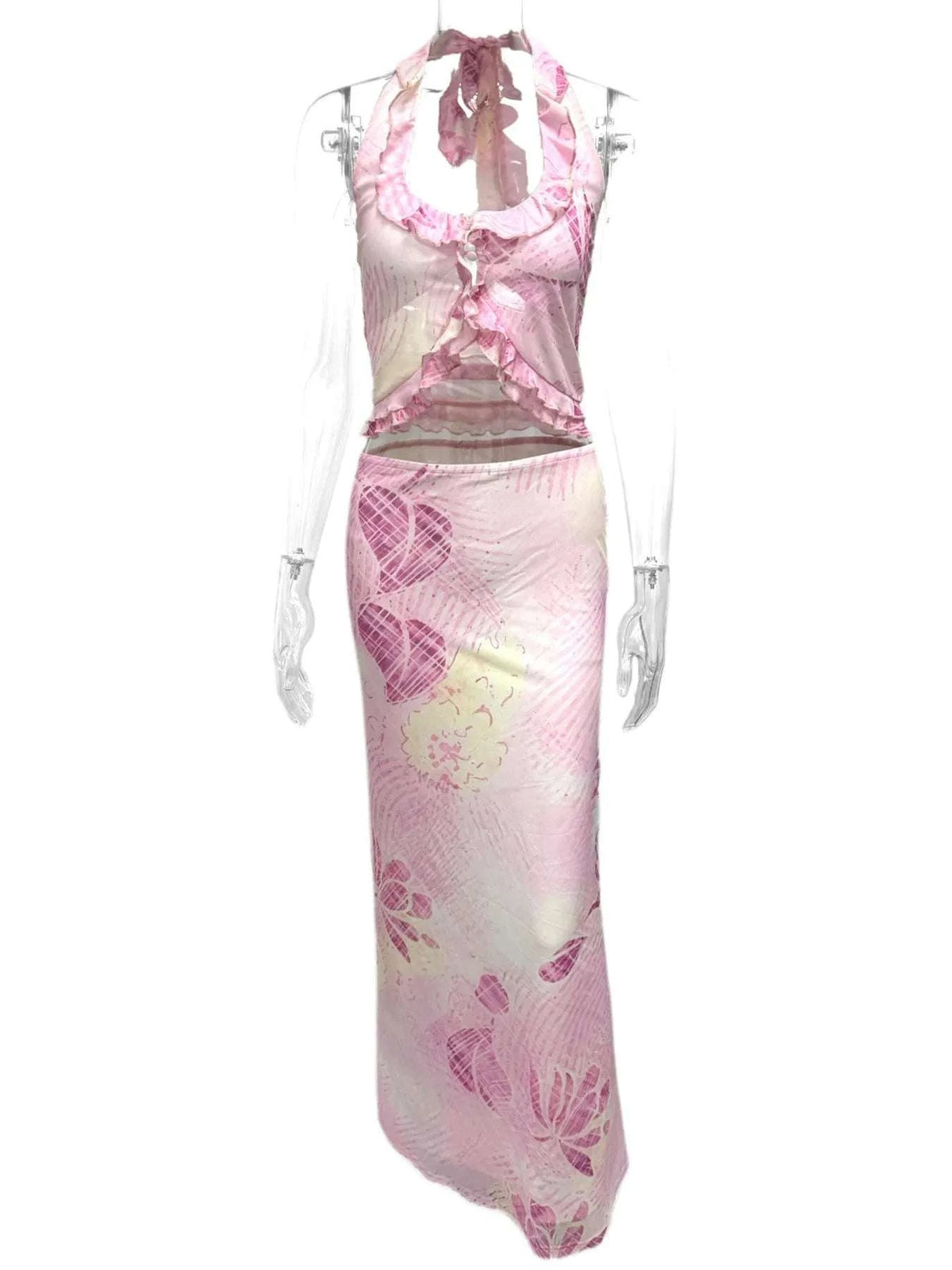 Printed Halter Neck Cami and Maxi Skirt Set WESTCLOSET