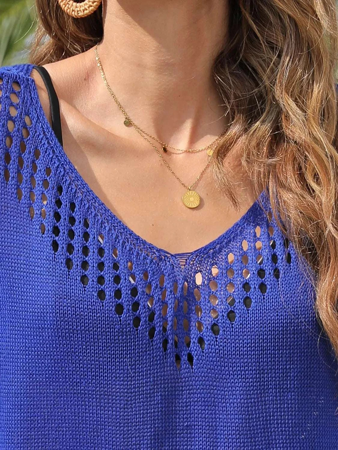 Close-up of trendy women beach cover up dress