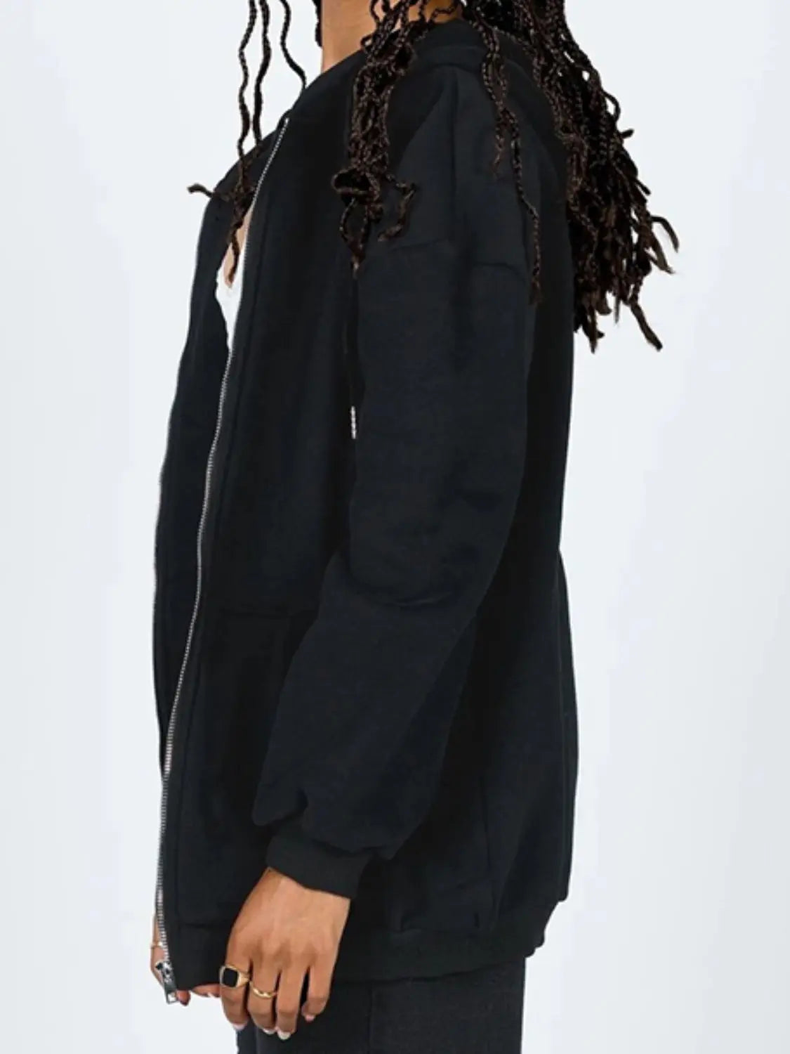 Zip-Up Drawstring Hoodie