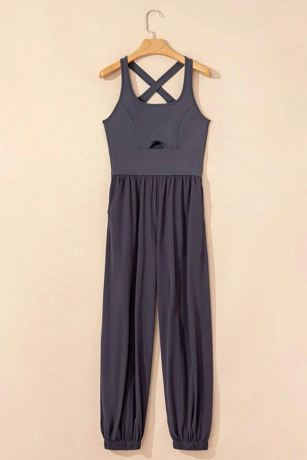 Cutout Square Neck Wide Strap Active Jumpsuit WESTCLOSET
