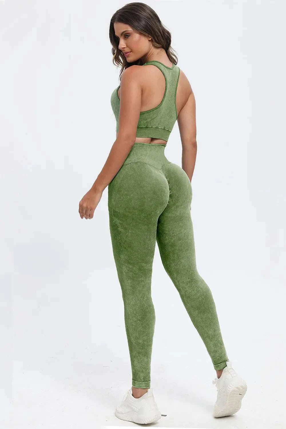 3 Piece Washed Square Neck Wide Strap Active Set WESTCLOSET