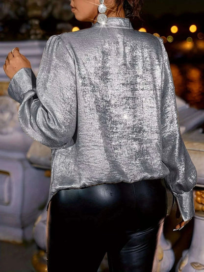 Plus Size Cowl Neck Long Sleeve Blouse WESTCLOSET
