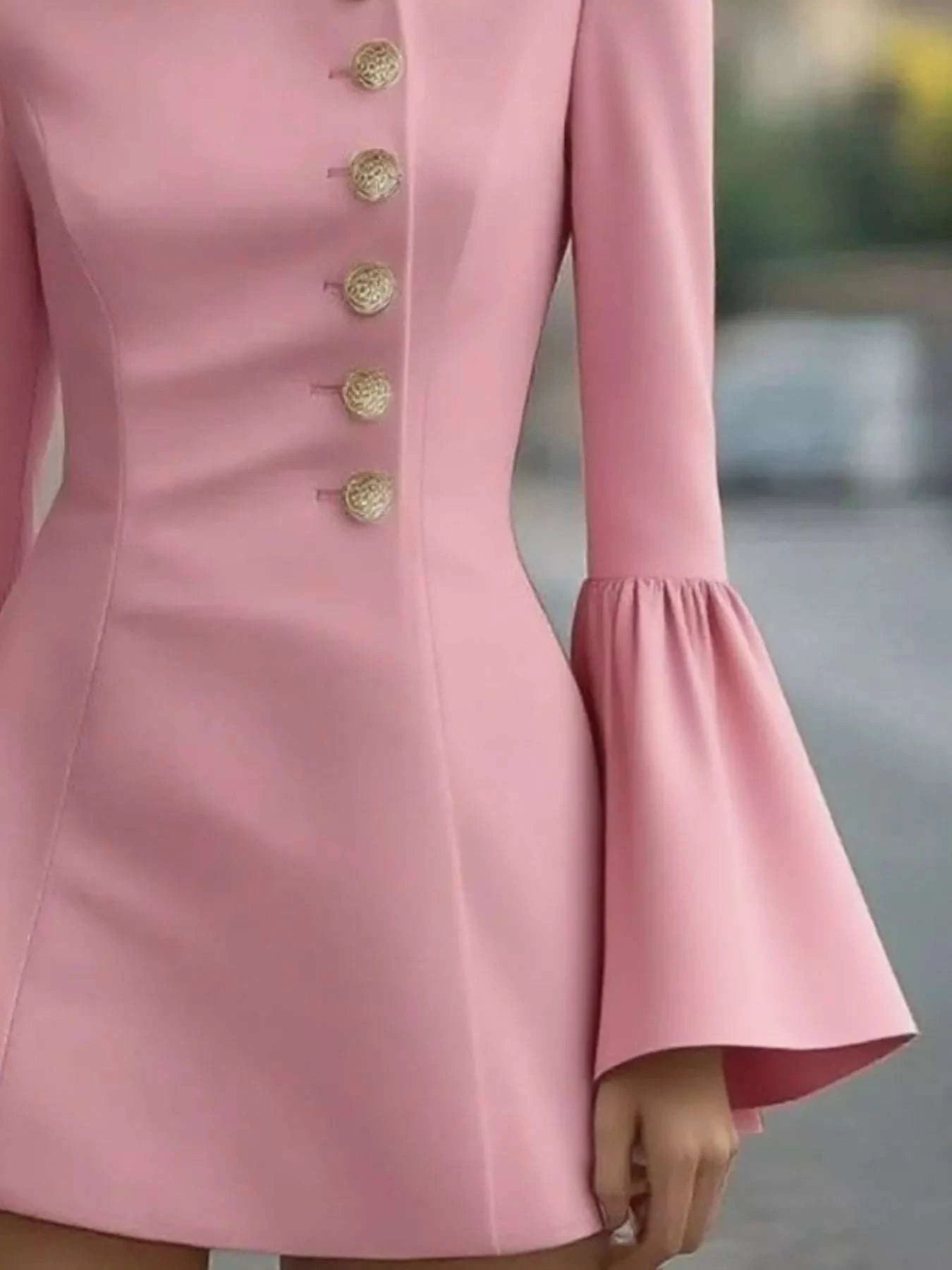 Bell Sleeve Mini Dress with Front Button WESTCLOSET