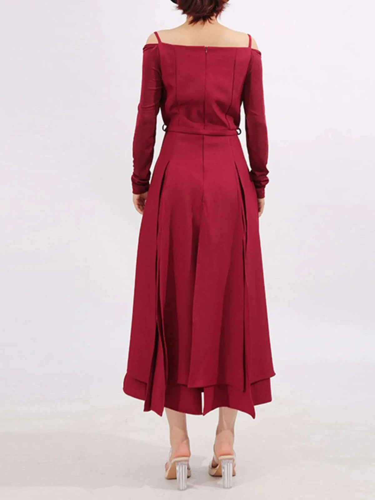 Slit Spaghetti Strap Long Sleeve Dress WESTCLOSET