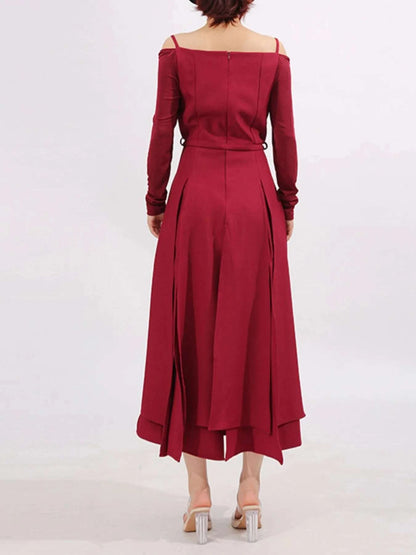 Slit Spaghetti Strap Long Sleeve Dress WESTCLOSET