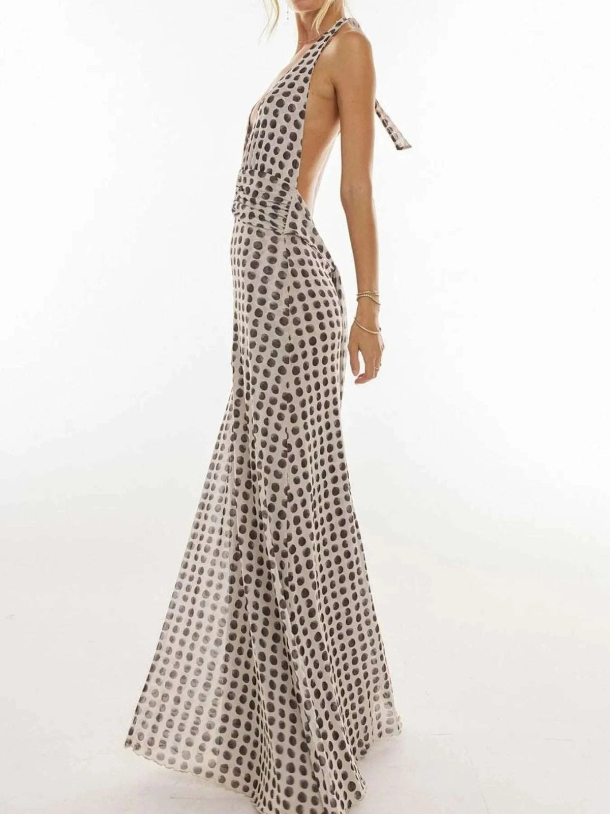 Floral Halter Neck Deep V Maxi Dress WESTCLOSET