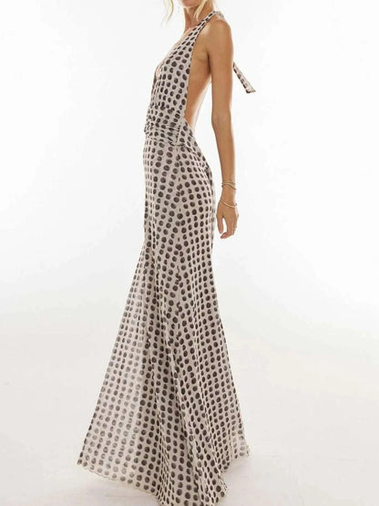 Floral Halter Neck Deep V Maxi Dress WESTCLOSET