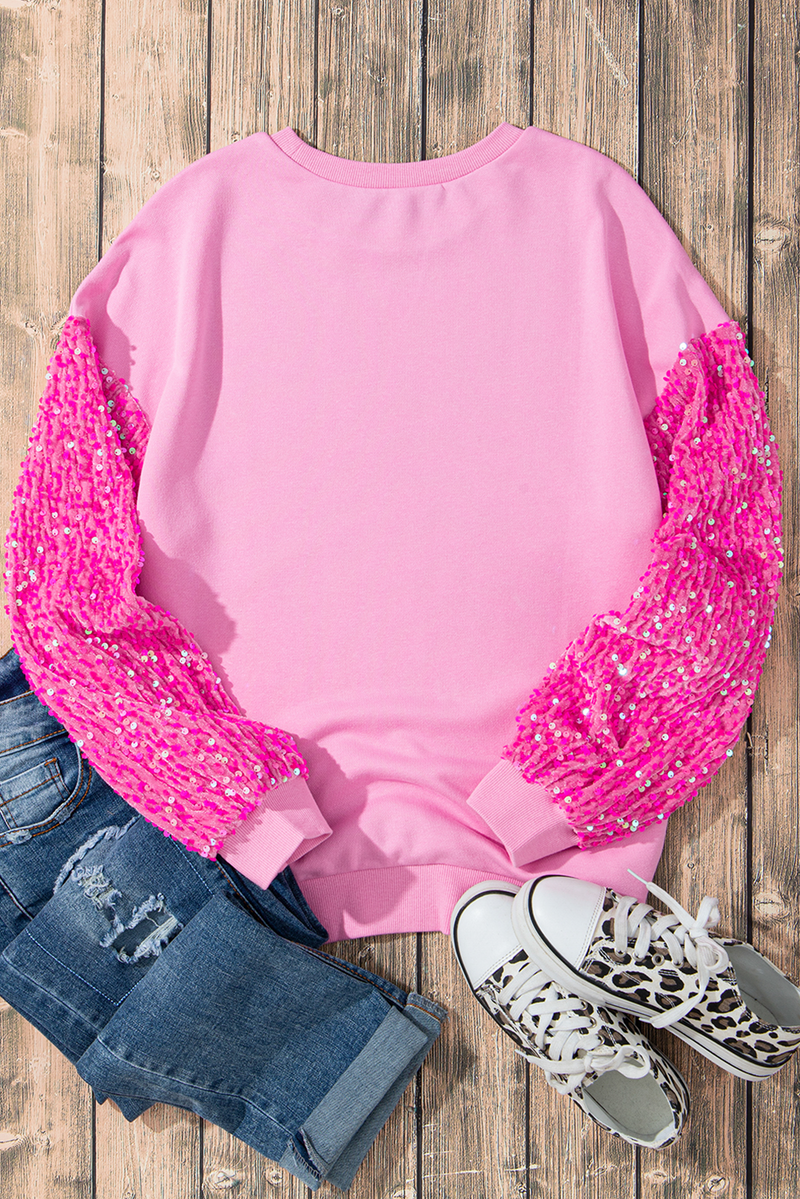 WestCloset Valentine’s Day Sequin Heart Long Sleeve Sweatshirt 