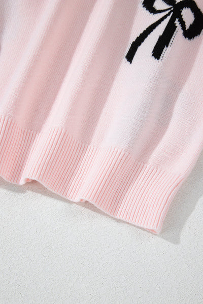 WestCloset Bow Pattern Round Neck Loose Fit Sweater 
