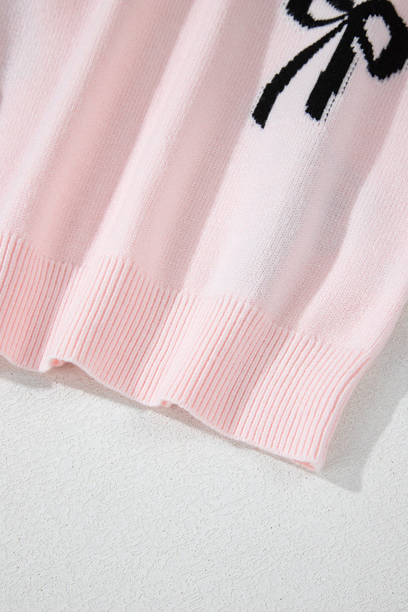 WestCloset Bow Pattern Round Neck Loose Fit Sweater 