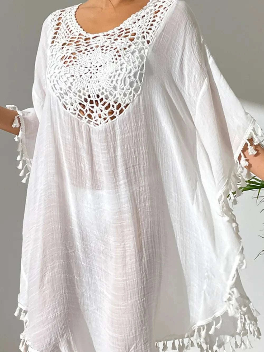 Tassel Cutout Scoop Neck Cover-Up Dress WESTCLOSET