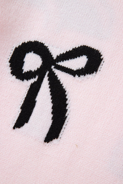 WestCloset Bow Pattern Round Neck Loose Fit Sweater 