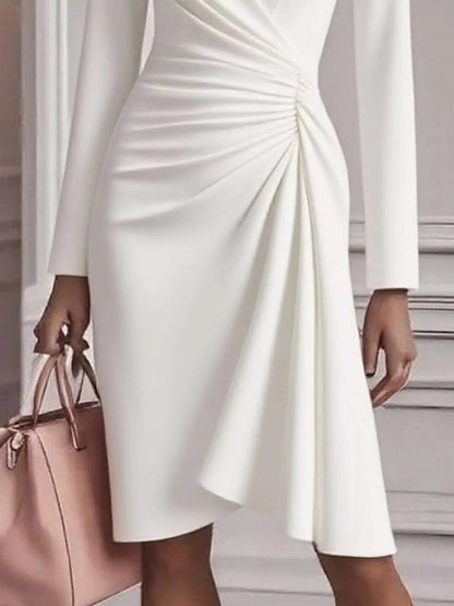 Ruched Surplice Long Sleeve Dress WESTCLOSET