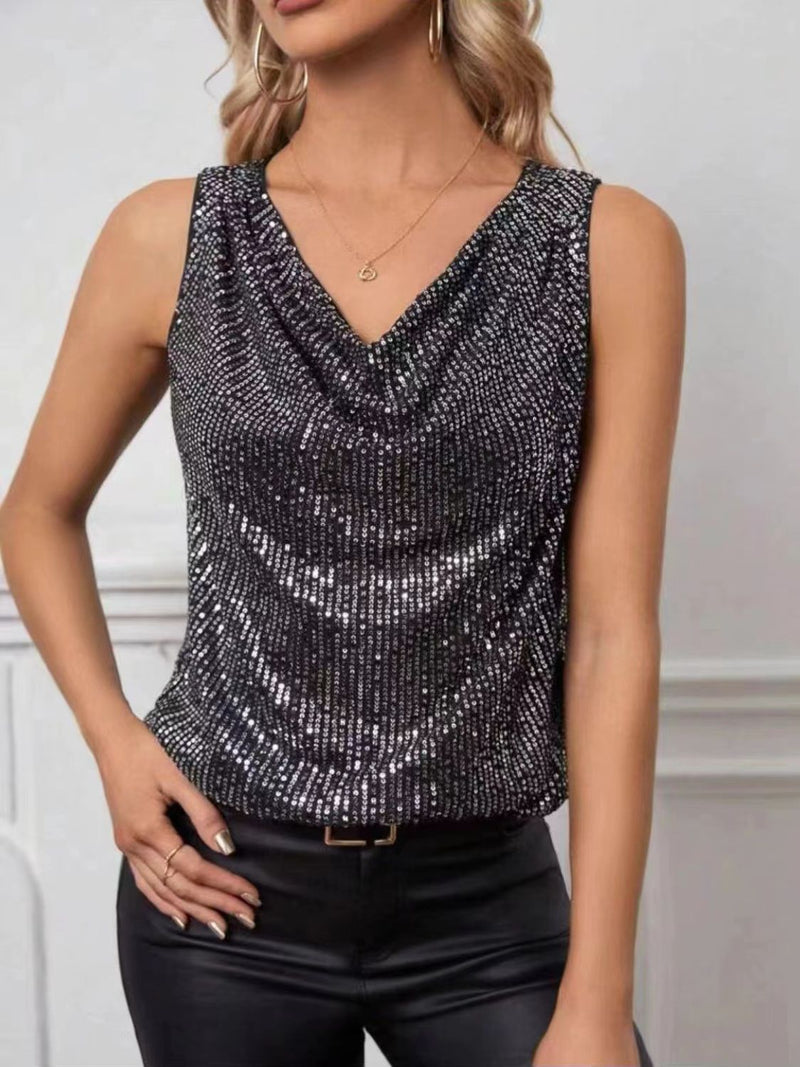 WestCloset Sequin Cowl Neck Tank 