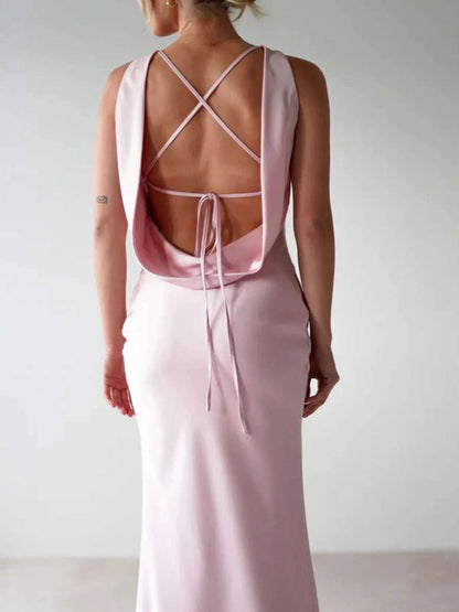 Satin Sleeveless Maxi Dress WESTCLOSET
