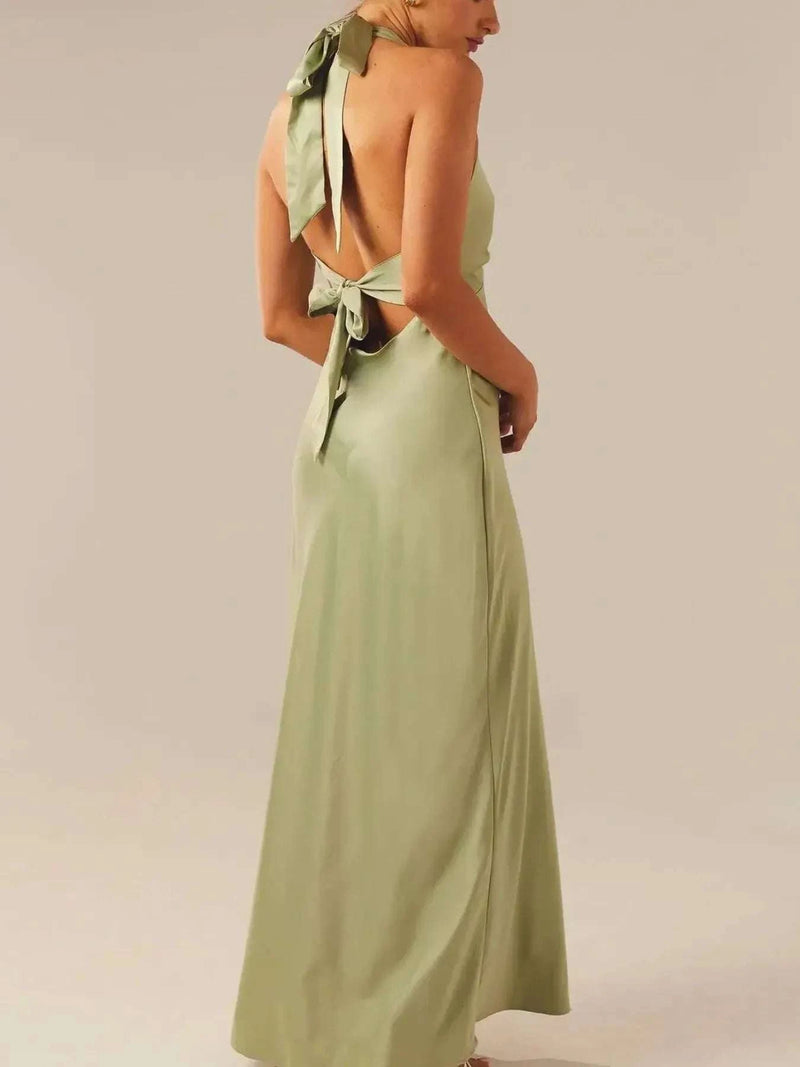 Halter Neck Wrap Maxi Dress with Tie Detail WESTCLOSET