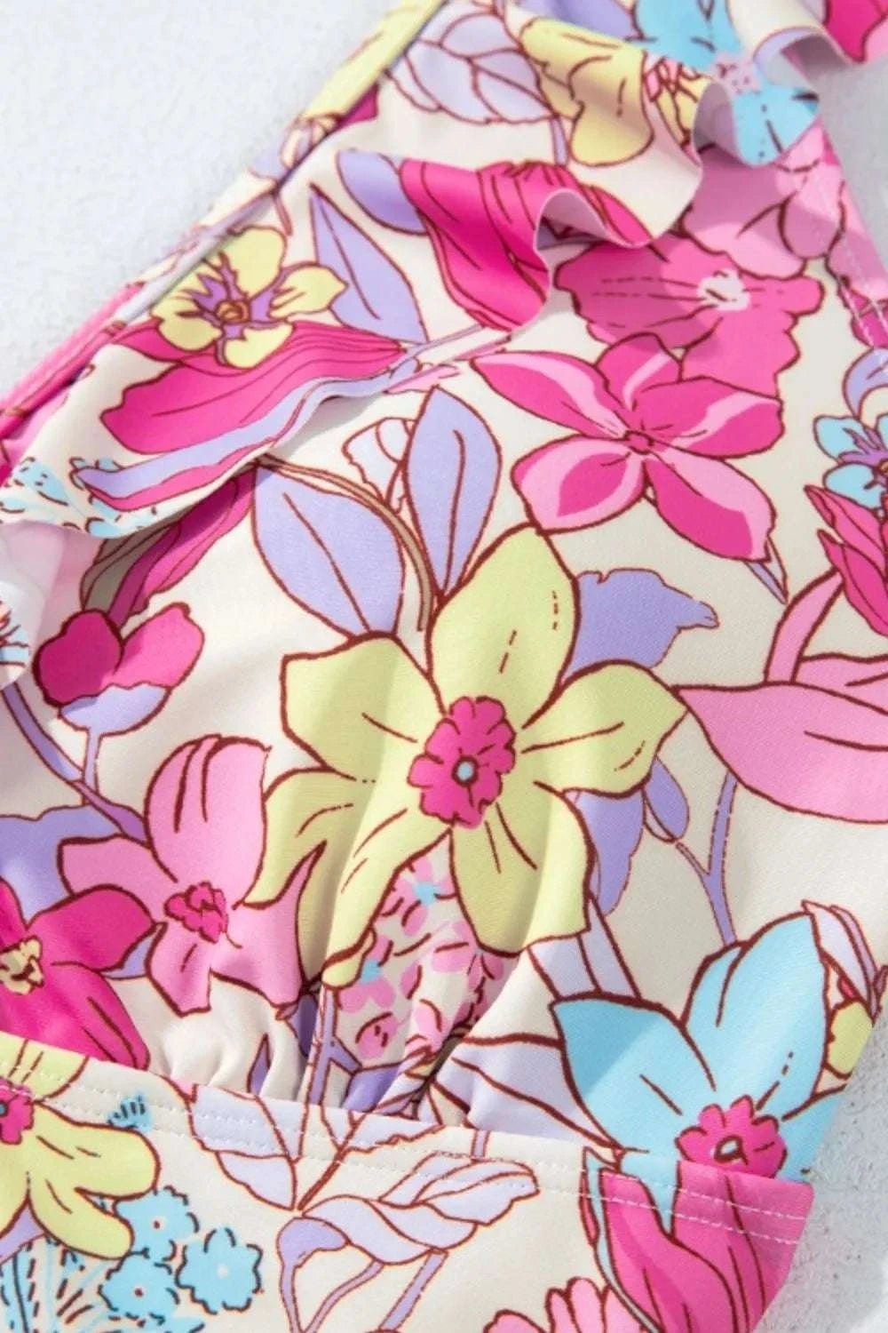 Floral Ruffle Trim Tummy Control One Piece Swimsuit WESTCLOSET