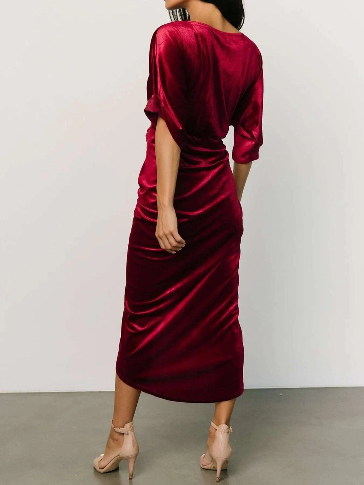 Ruched Surplice Half Sleeve Dress WESTCLOSET