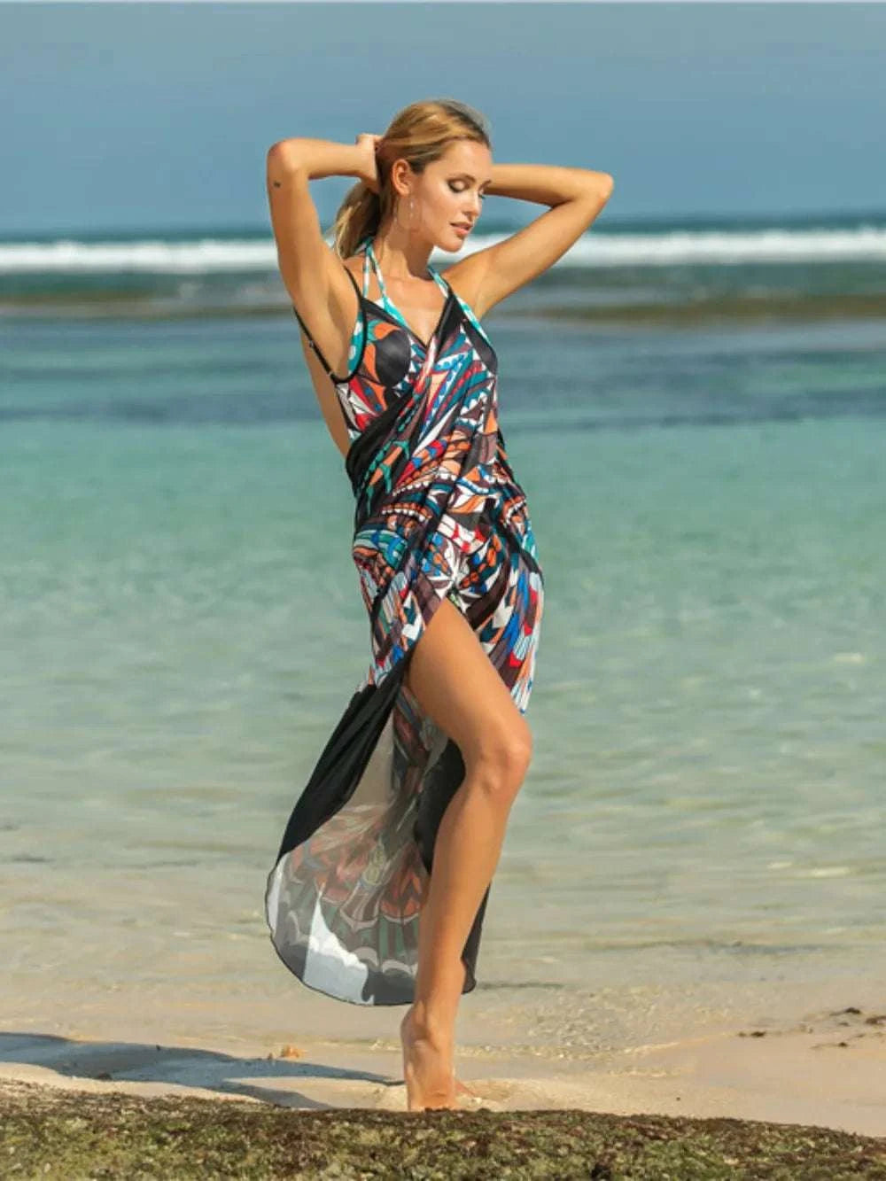 Printed Spaghetti Strap Cover Up WESTCLOSET
