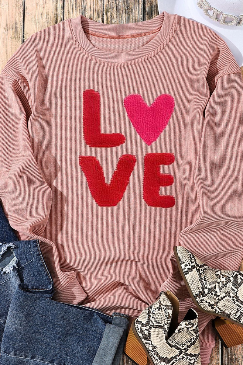 WestCloset Valentine’s Day LOVE Round Neck Long Sleeve Sweatshirt 