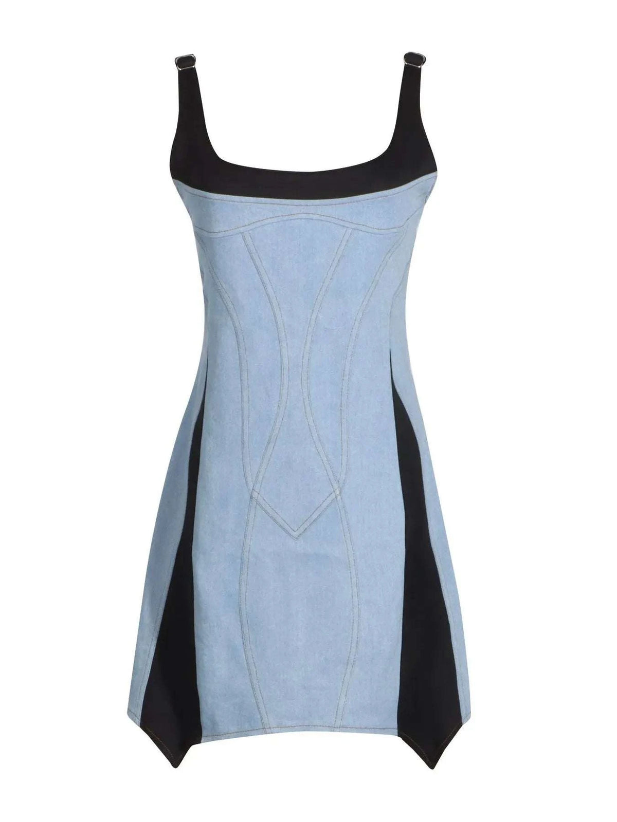Contrast Adjustable Strap Denim Dress WESTCLOSET