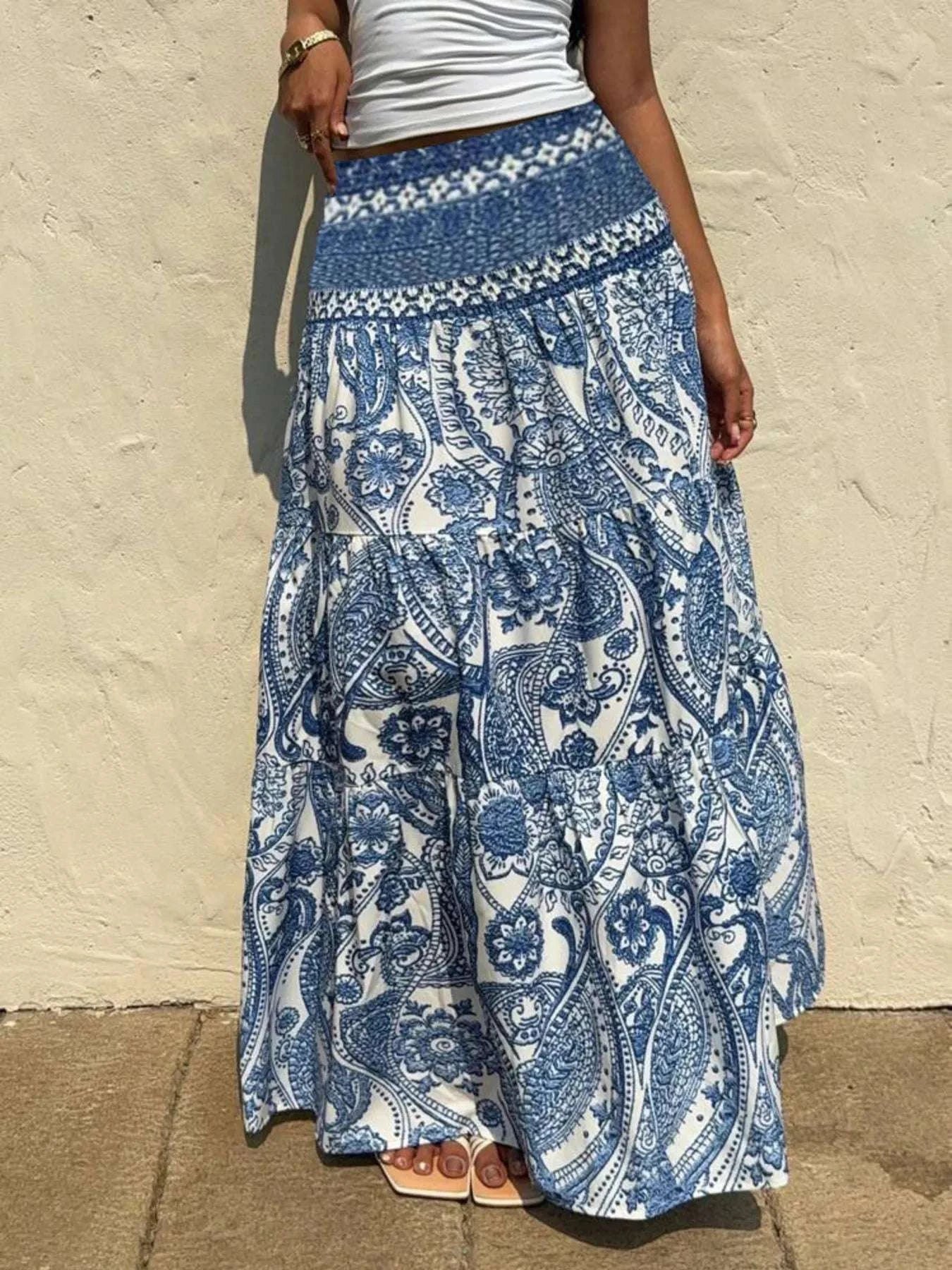 Printed Tiered Maxi Skirt WESTCLOSET