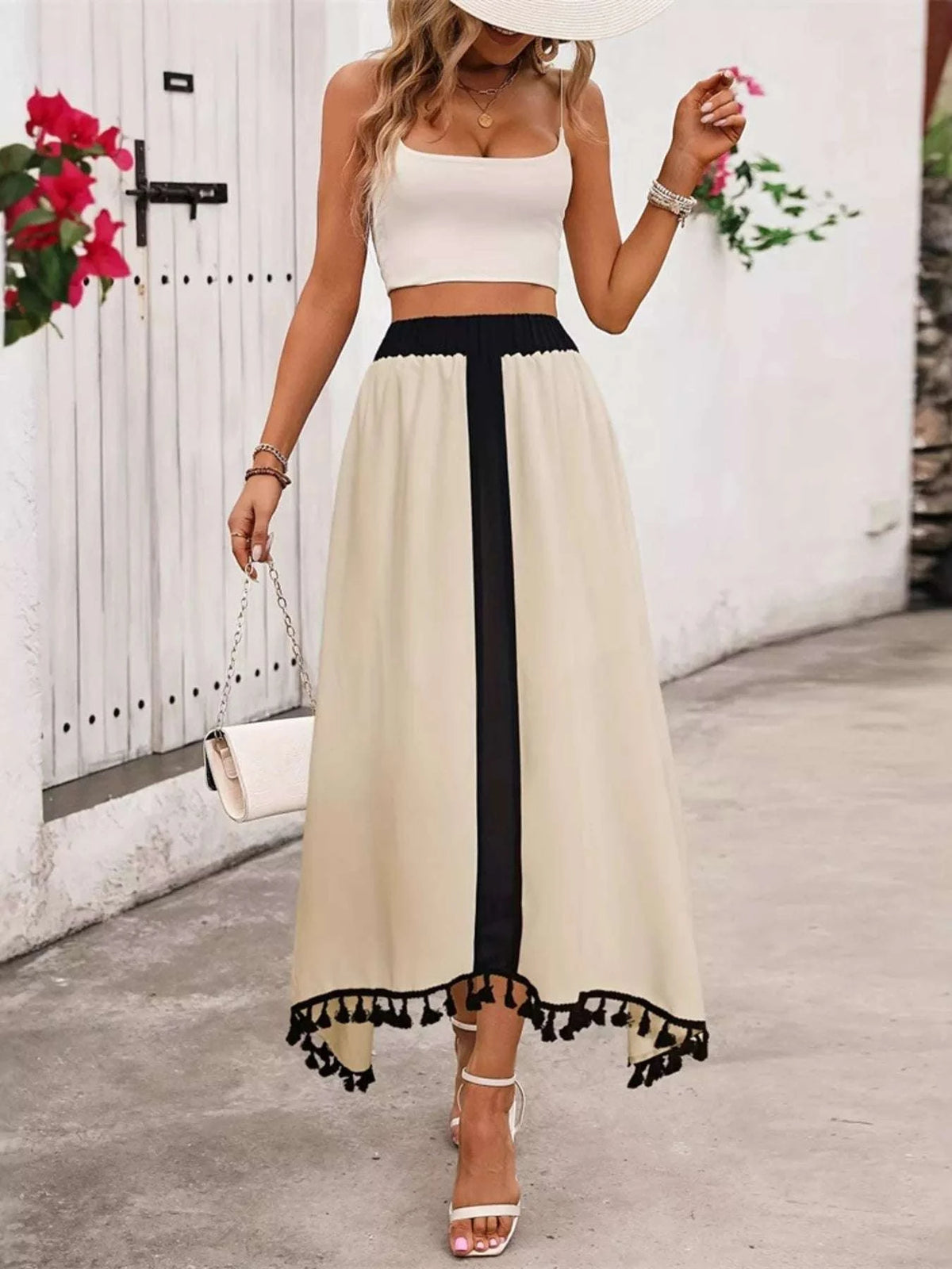 Tassel Trim High Waist Skirt WESTCLOSET