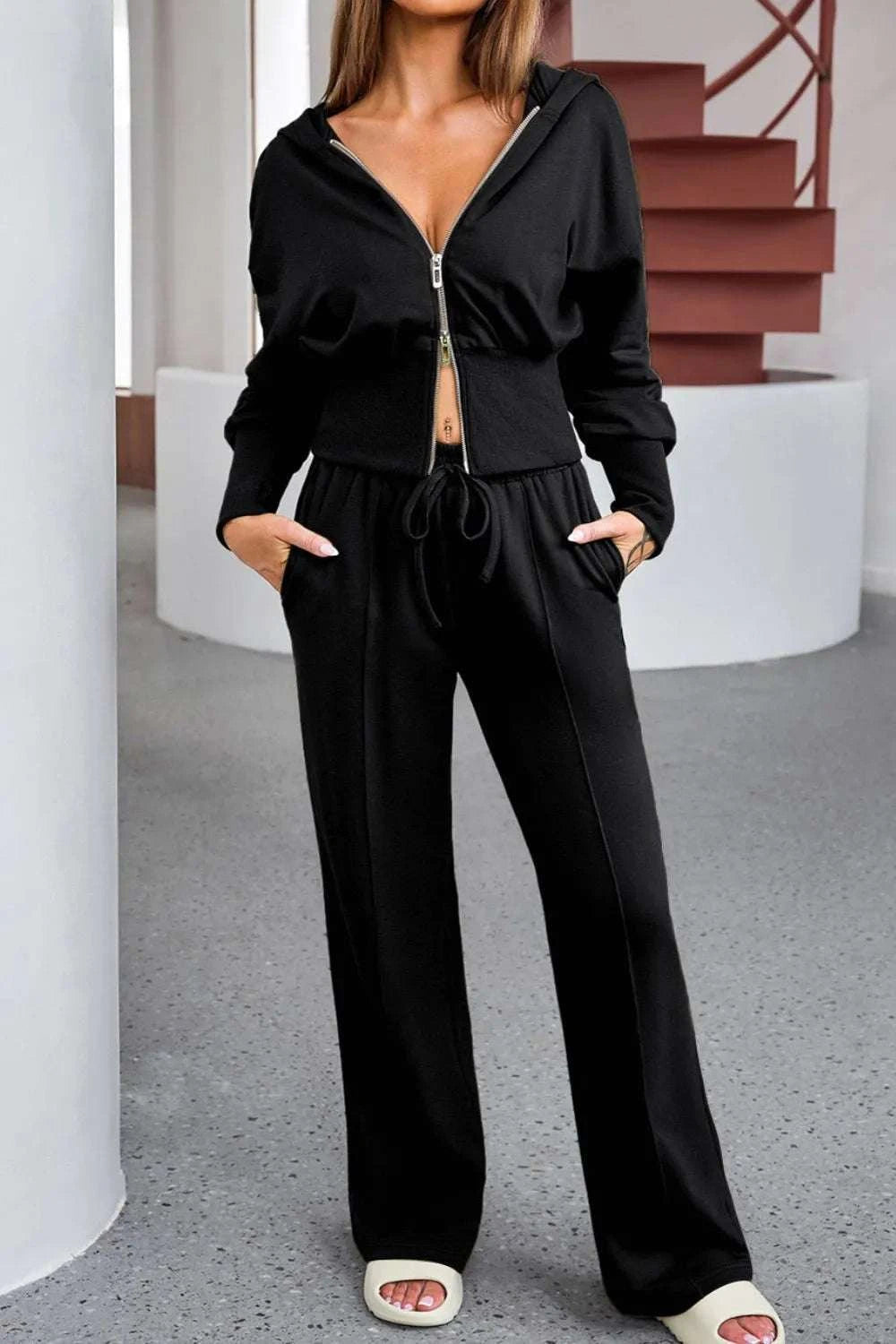 Zip-Up Hoodie and Pants Active Set WESTCLOSET