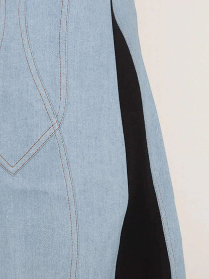 Contrast Adjustable Strap Denim Dress WESTCLOSET