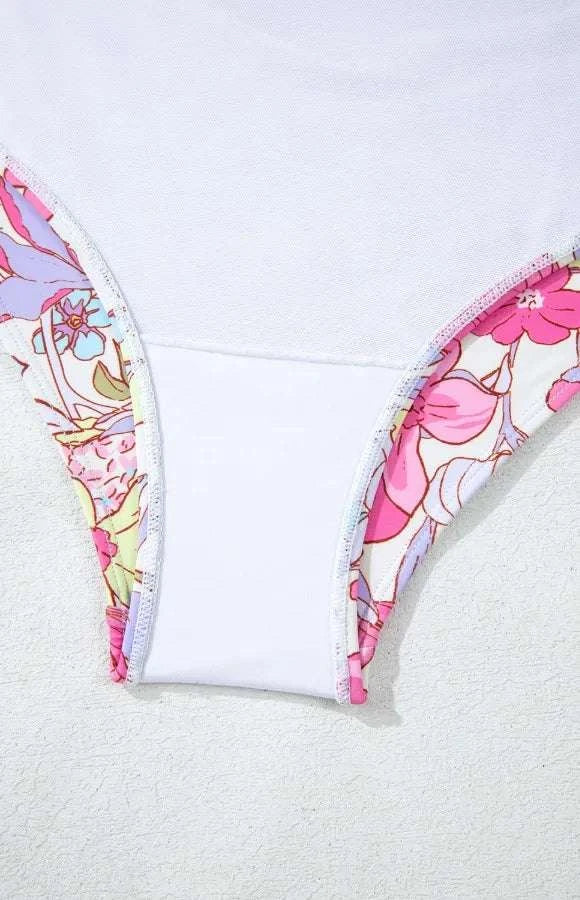 Floral Ruffle Trim Tummy Control One Piece Swimsuit WESTCLOSET