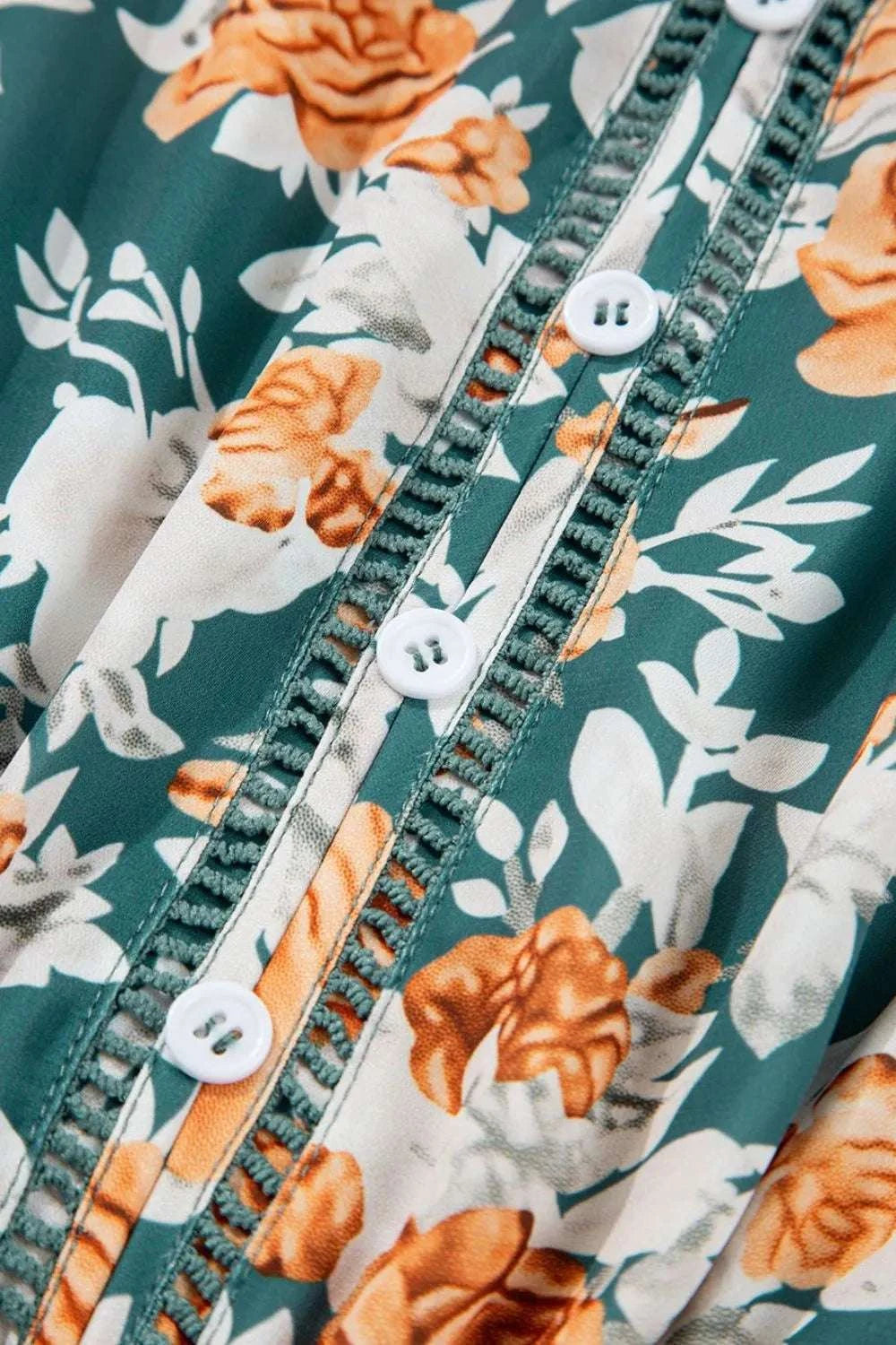 Floral Print Trimmed V Neck Tie Waist Sleeveless Dress WESTCLOSET