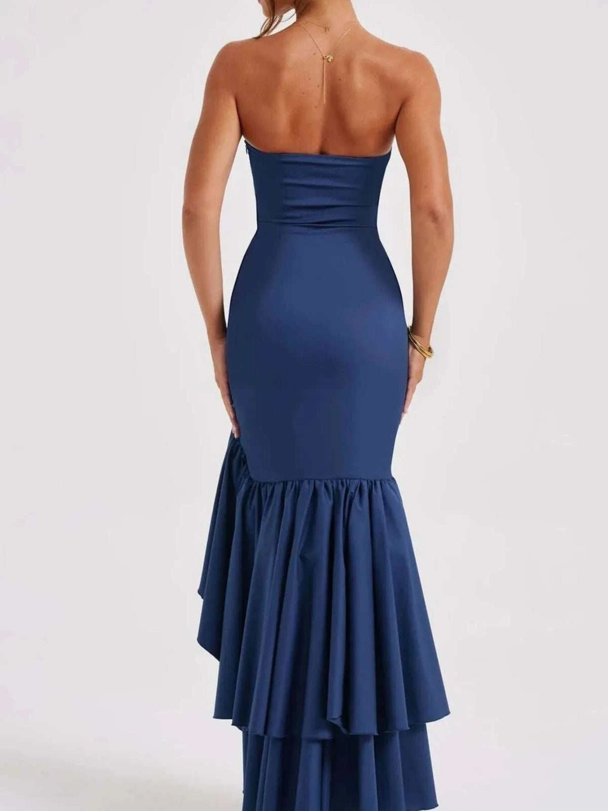 Strapless Ruffle High-Low Bodycon Dress WESTCLOSET