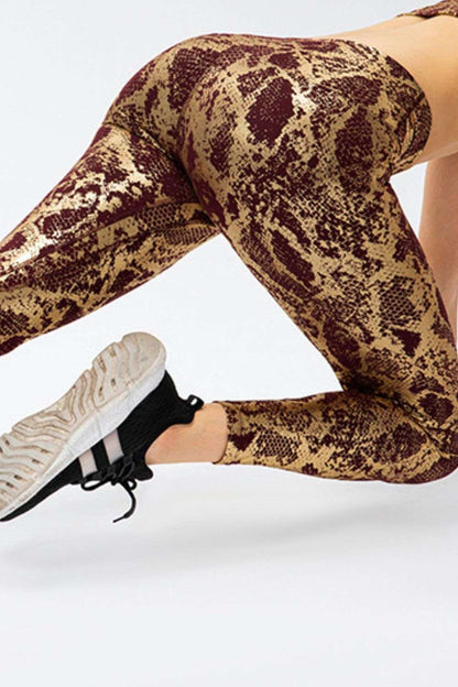 Animal Print Slim Fit Wide Waistband Long Sports Pants WESTCLOSET