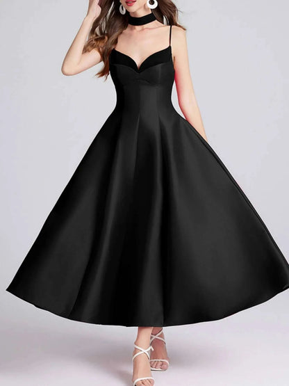 Sweetheart Spaghetti Strap Midi Dress with Collar WESTCLOSET