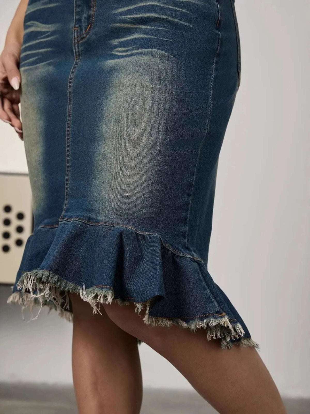 Raw Hem Mermaid Denim Skirt WESTCLOSET