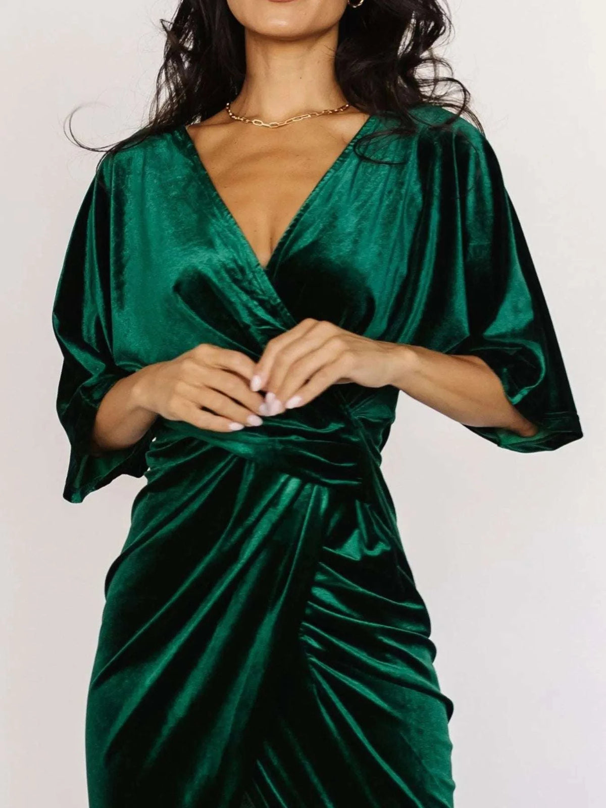 Ruched Surplice Half Sleeve Dress WESTCLOSET