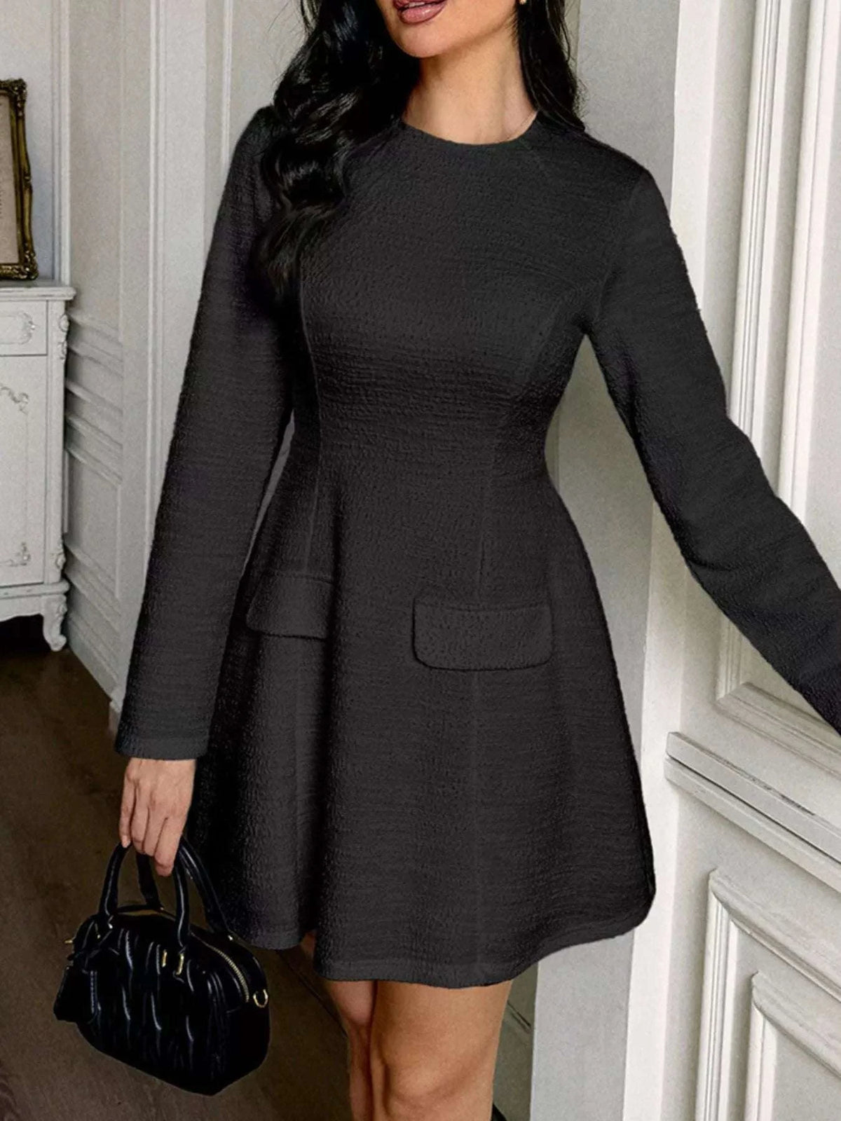 Cutout Back Long Sleeve Mini Dress WESTCLOSET