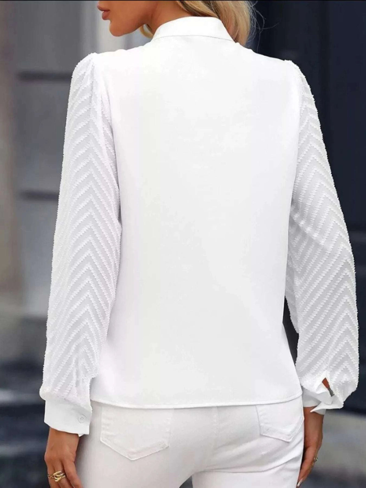 Notched Long Sleeve Blouse WESTCLOSET