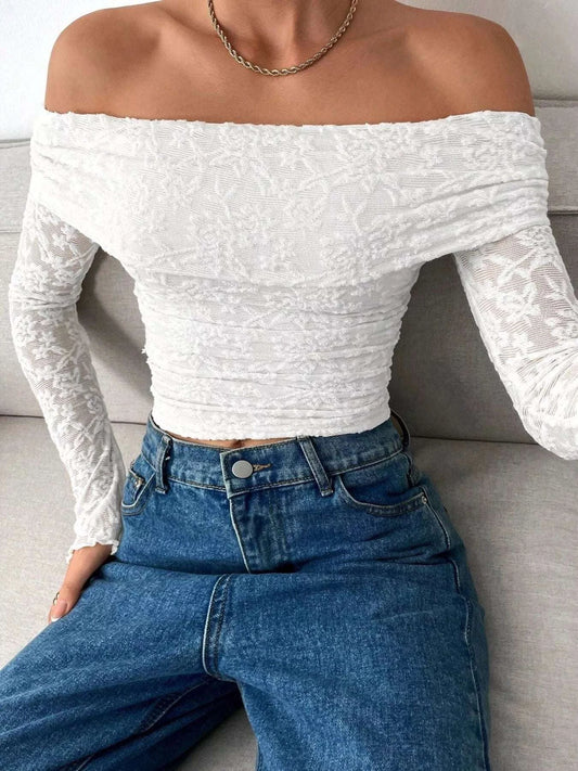 Lace Off-Shoulder Long Sleeve Top WESTCLOSET