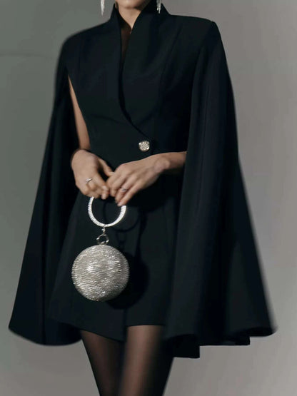 One Button Fitted Mini Blazer Dress with Cape Sleeves WESTCLOSET
