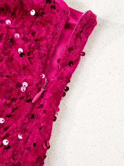 Sequin One-Shoulder Dress with High Slit WESTCLOSET