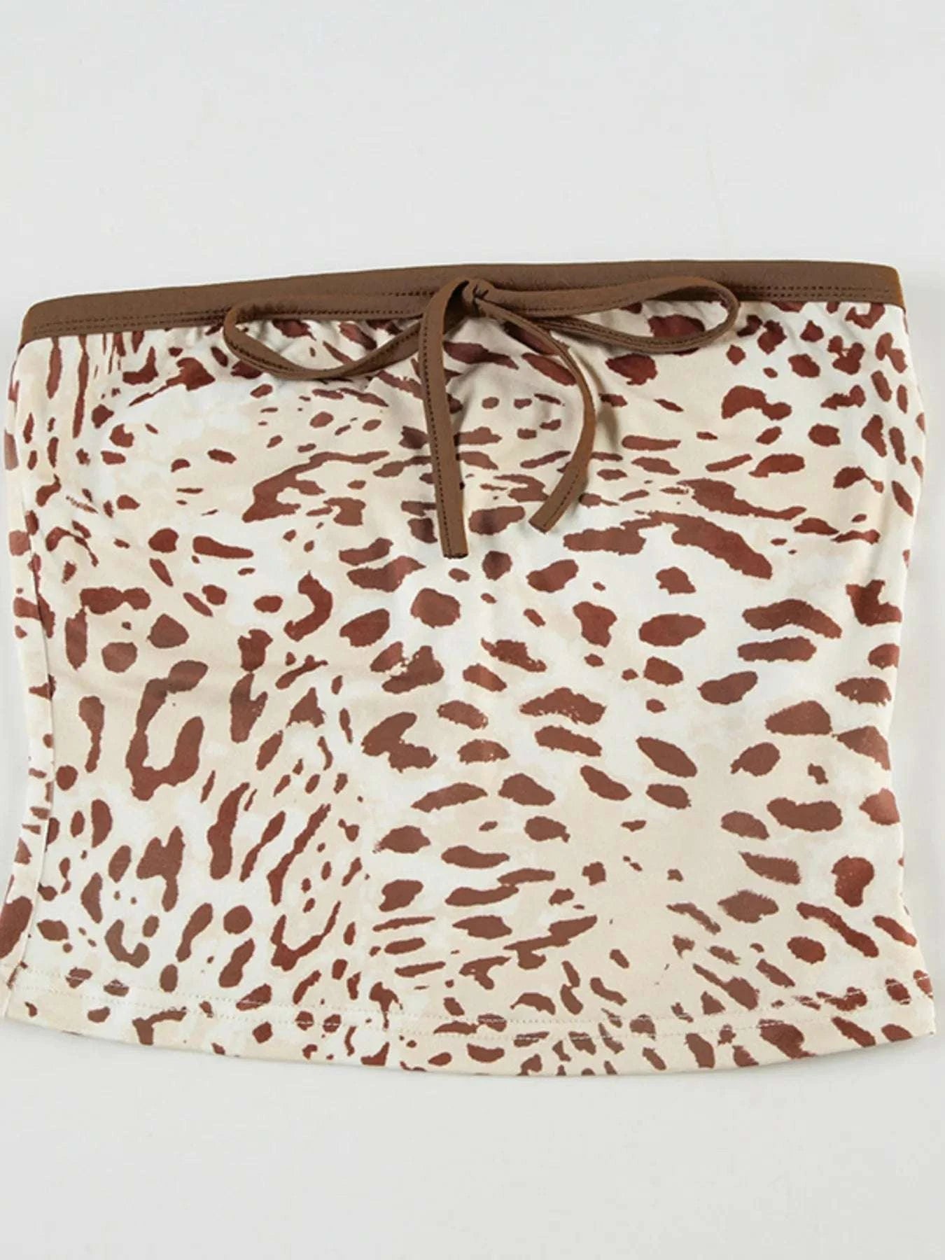 Leopard Print Strapless Top and Skirt Two-Piece Set WESTCLOSET