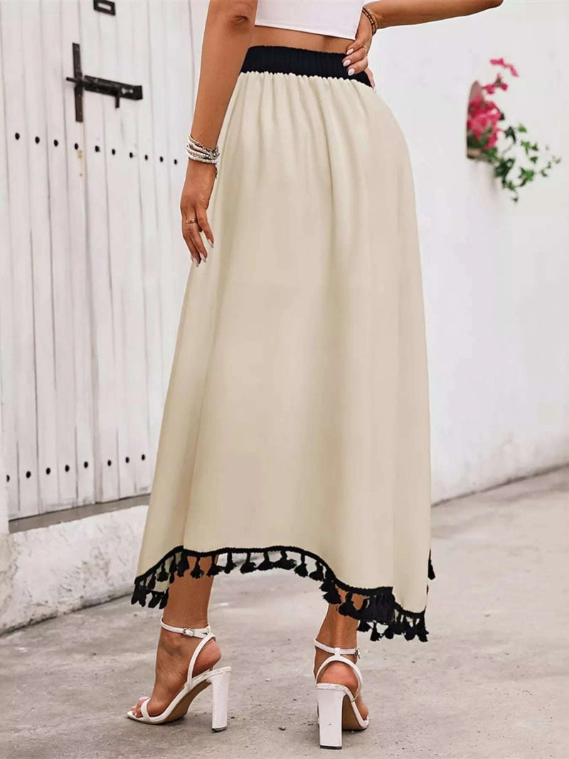Tassel Trim High Waist Skirt WESTCLOSET