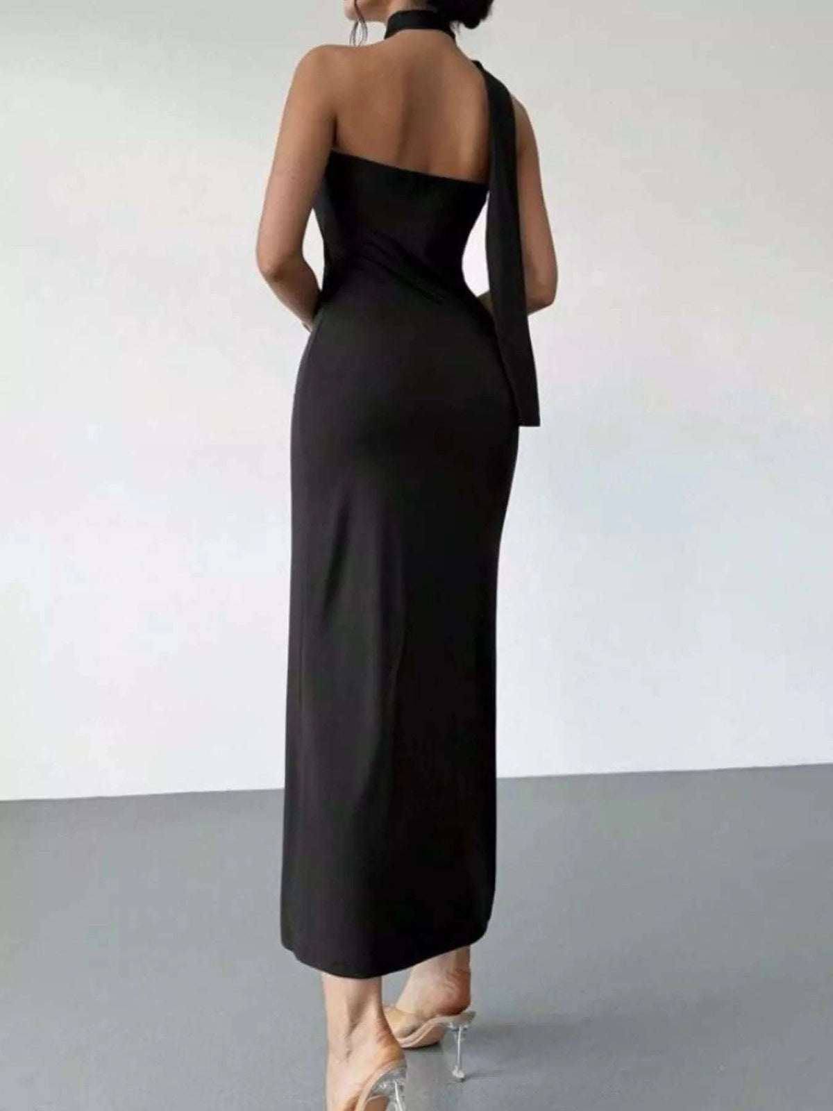 Halter Neck Ruched Bodycon Midi Dress WESTCLOSET