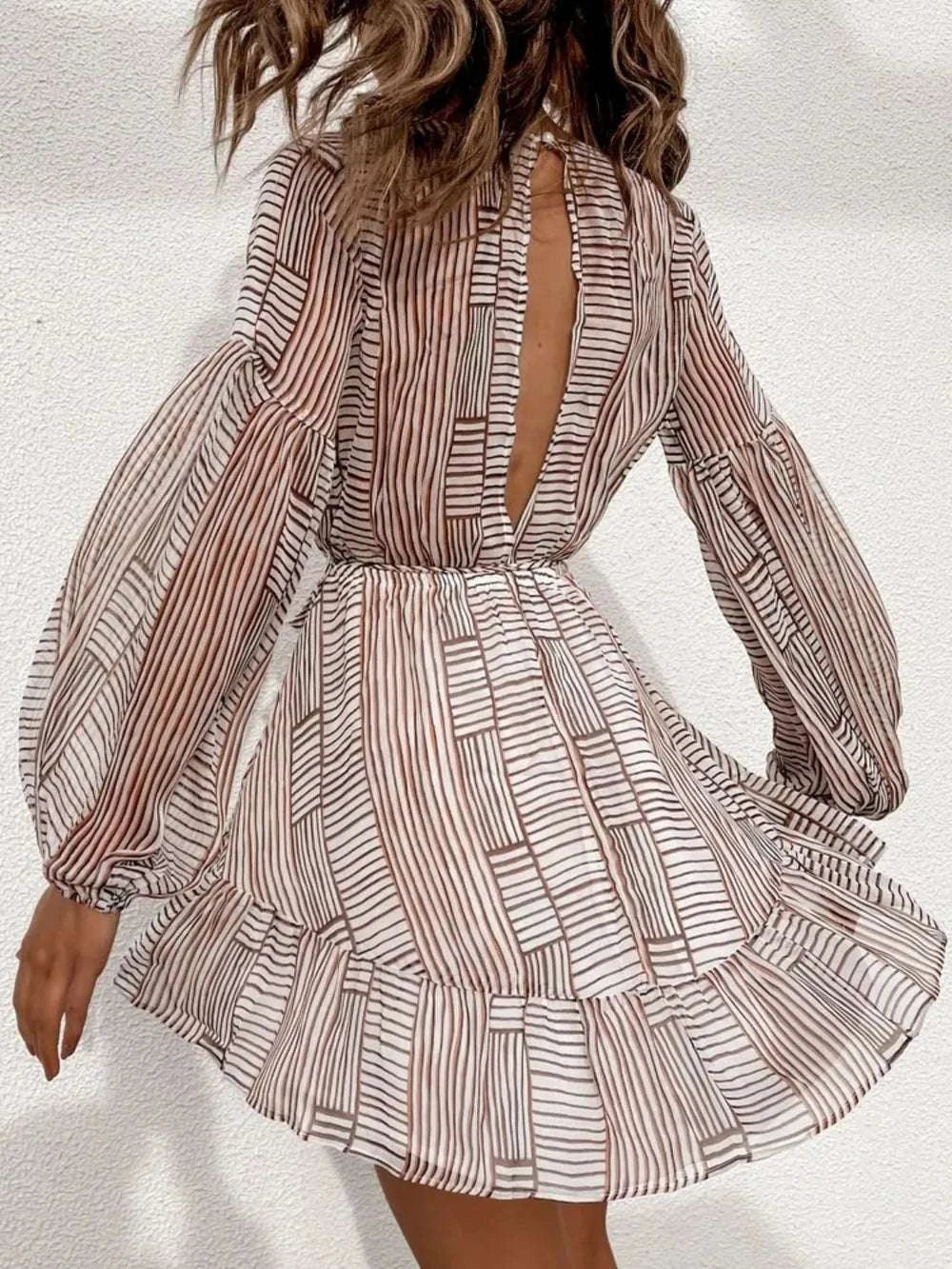 Cutout Back Surplice Long Sleeve Dress WESTCLOSET