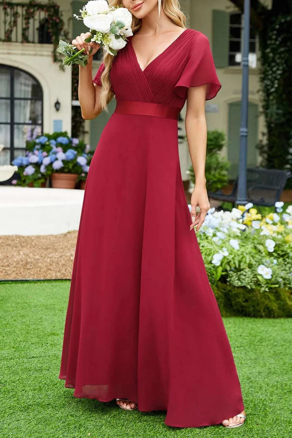 Surplice Flutter Sleeve Maxi Dress WESTCLOSET