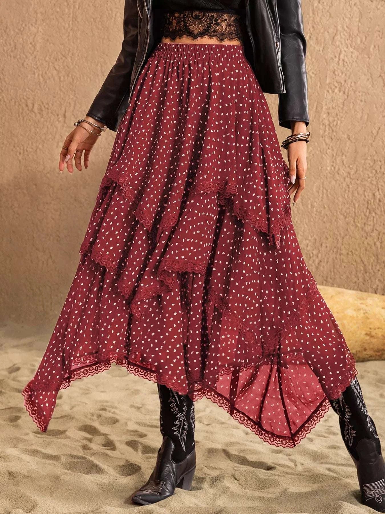 Lace Detail Layered Skirt WESTCLOSET