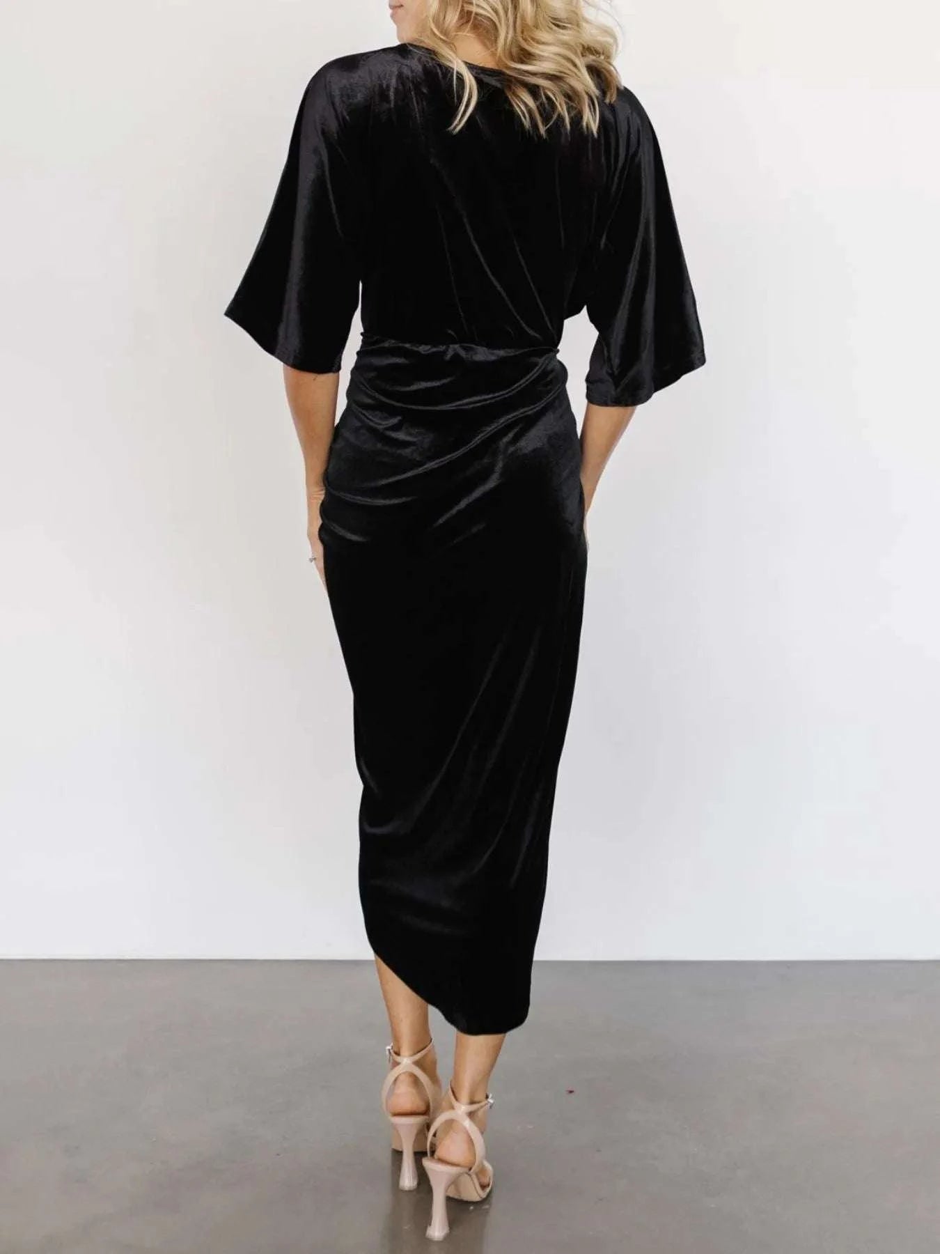 Ruched Surplice Half Sleeve Dress WESTCLOSET