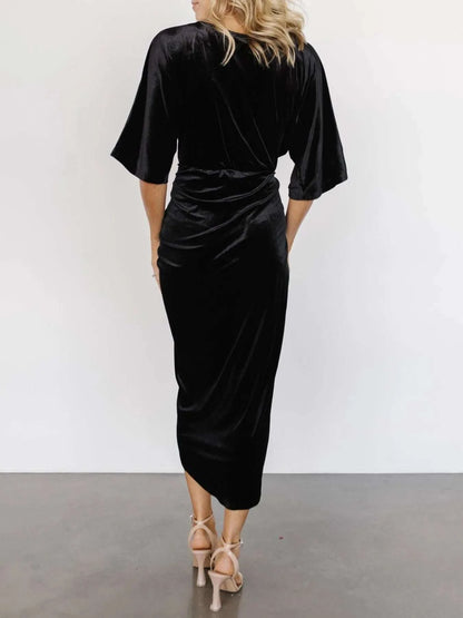 Ruched Surplice Half Sleeve Dress WESTCLOSET